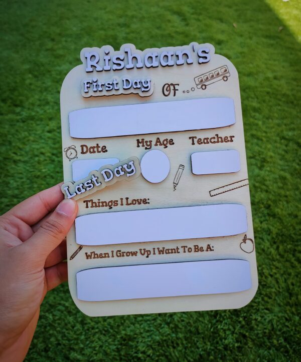 Personalized First & Last Day School Board — Custom Kids Name, Reusable 3D Engraved Sign Personalized First & Last Day School Board — Custom Kids Name, Reusable 3D Engraved Sign