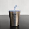 Personalized small stainless steel cup for kids with silicone lid and straw, engraved with custom name