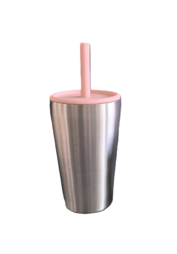 Personalised Large Stainless Steel Kids Cup – With Lid & Straw