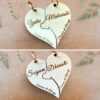 Personalised Wooden Heart Keyring Set – Engraved Couple’s Gift